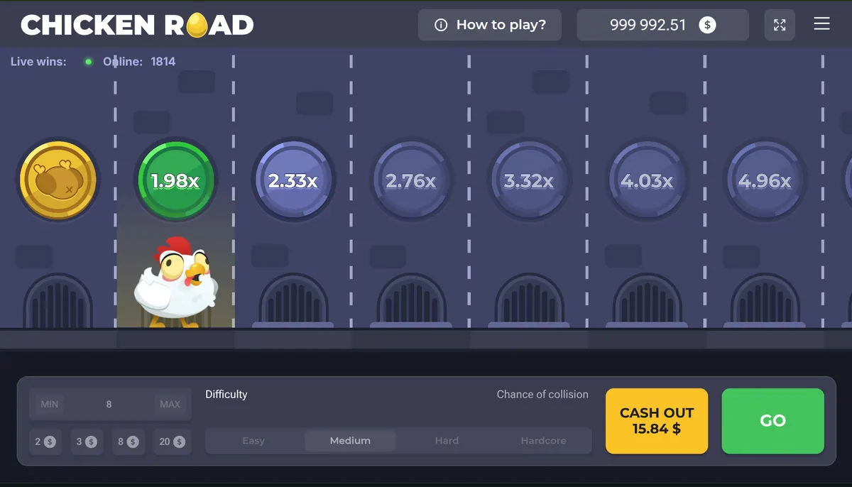 Chicken Road gameplay with the multiplier at 2.4x mid-run