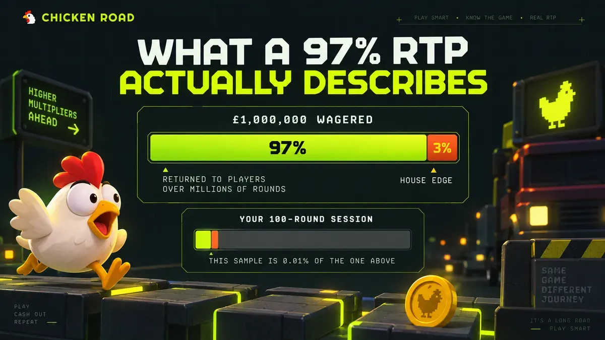 RTP meaning explained: a 97% return to player share next to a 3% house edge