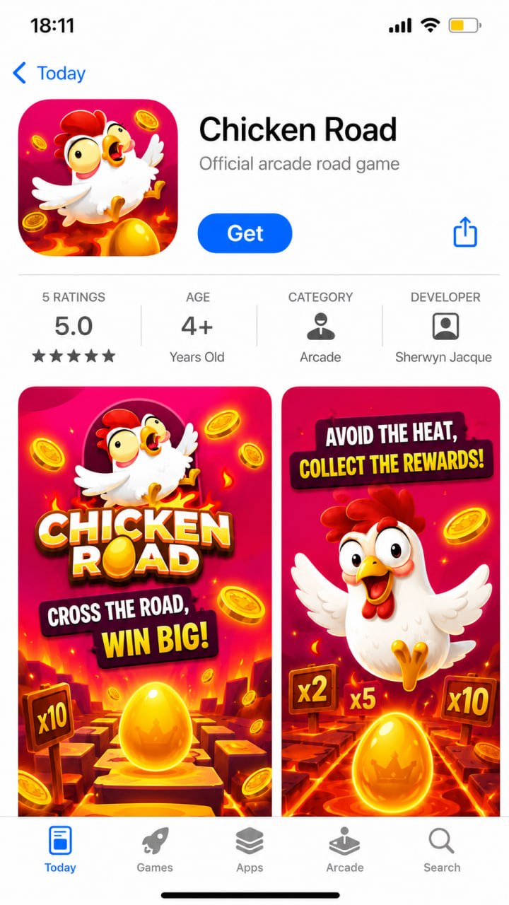 Chicken Road on the Apple App Store — official arcade road game, 5.0 rating